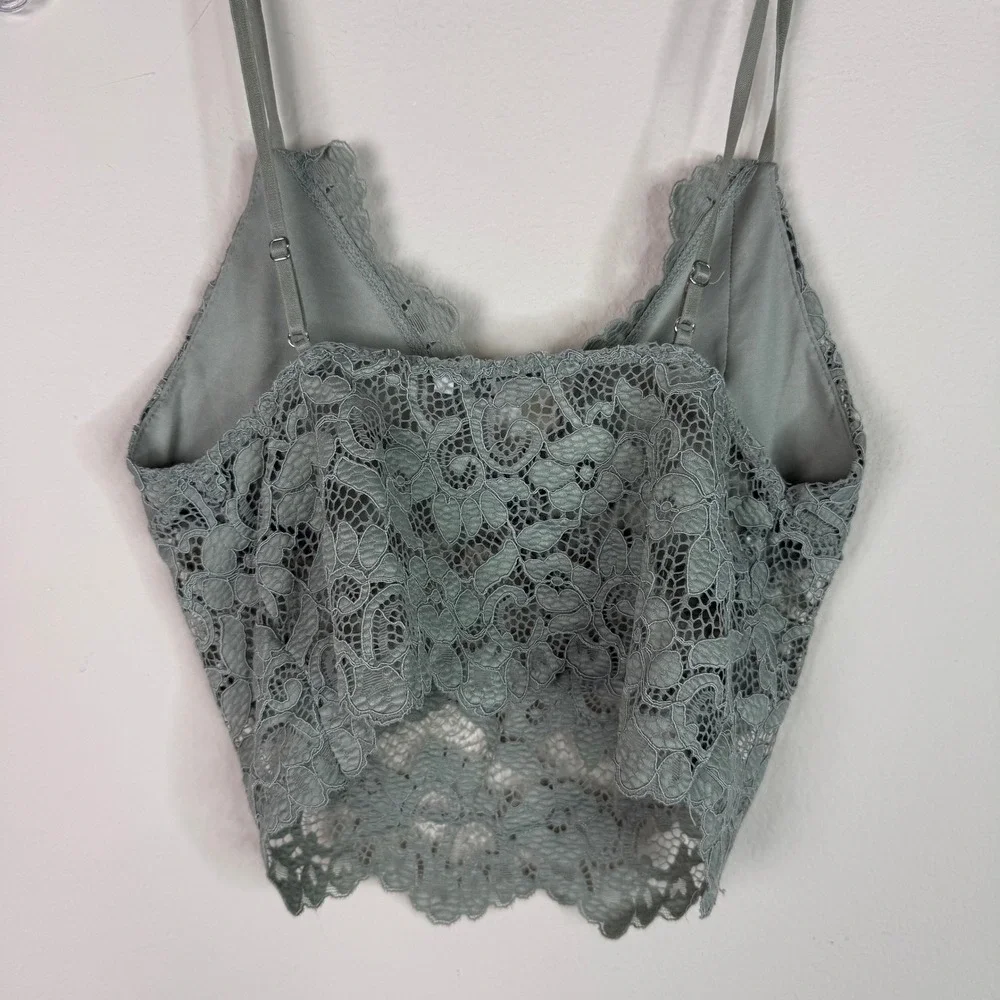 Love Tree Bralette Women S Sage Green Lace V-Neck Adjustable Camisole Crop Top